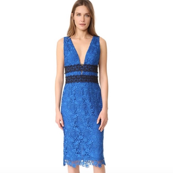 Diane von Furstenberg Viera Royal Blue & Black Floral Lace Sheath Dress NWOT - 6 - Picture 1 of 8